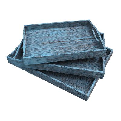 China Eco-Friendly Large Style Eco-Friendly Wooden Nesting Ottoman Tray Serving Coffee Table Wood Tray for sale