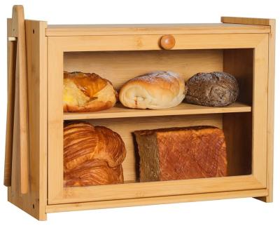 China Bamboo Bread Storage Kitchen Countertop Bread Box Container Rolltop Bread Holder Case Show Acrylic Food Storage Bin for sale