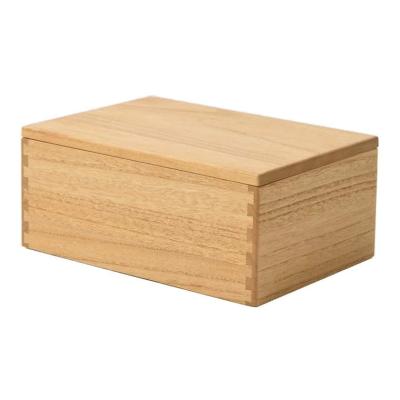 China Recycled materials wholesale custom small wooden gift box paulownia wood storage box with lid for sale