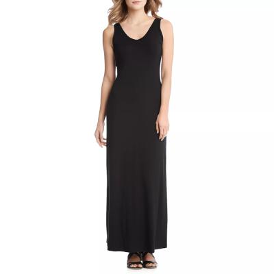 China Best Price Quick Sale Anti-Static Dresses Women Summer Simple Design Sleeveless Black Maxi Long Straight Dress for sale