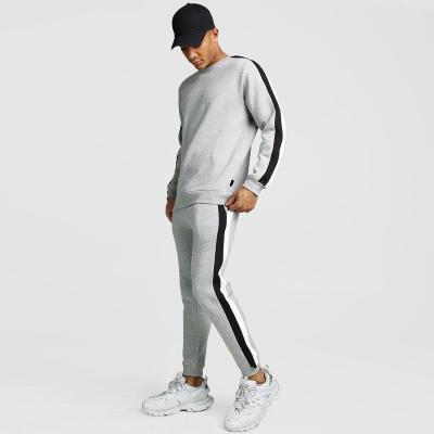 China High Quality Breathable Pulser Suits Custom Wholesale Men Forming Thick Cotton Sweatsuit Crewneck Side Stripes Tracksuit for sale