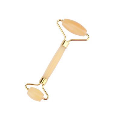 China Custom face lift premium luxury custom logo and best selling natural yellow jade facial massager jade wrapping roller for sale