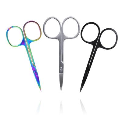 China Professional Right Handed Scissors Curved Stainless Steel Scissors Eyebrow Scissors Nose Hair Eyelash Makeup Tool Kit for sale