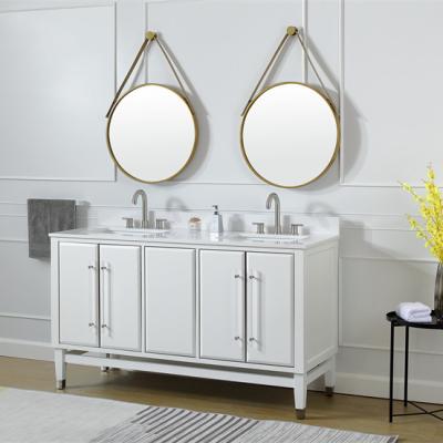 China Modern Simple Large Size White Bathroom Vanity With Double Basin for sale