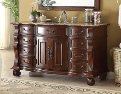 China Large Modern Simple Classic Cherry Solid Wood Bath Cabinet Vanity for sale