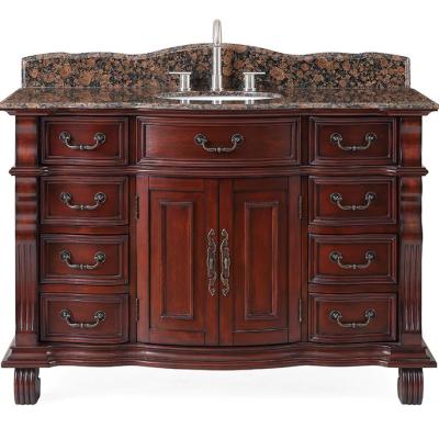 China Modern Modern luxurious atmosphere style curvy solid wood cherry bathroom cabinet vanity for sale