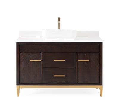 China Modern 48in Beatrice Vessel Sink Espresso Bathroom Vanity With White Engineered Stone Top for sale