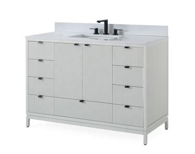 China 48inch Undermount Modern White Single Sink Vanity Bathroom Vanity Cabinets With Artificial Marble Top for sale