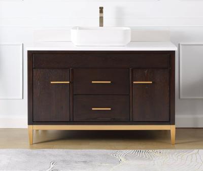 China Modern Gold Pull Out Frame Floor Single Sink Bathroom Vanity for sale