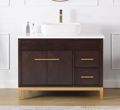 China Modern vintage brown one-basin bathroom vanity with mirror for sale