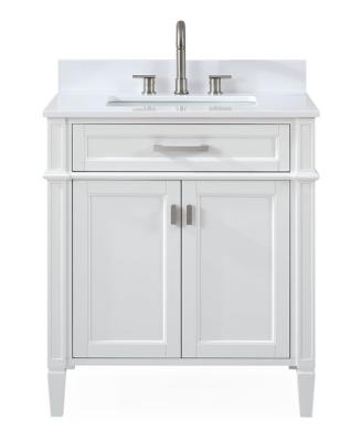 China Modern Single 30in Ceramic Sink Bathroom Vanity With White Artificial Quartz for sale