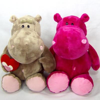 China Sitting Pose Grey and Pink Hippo Plush Toys for sale