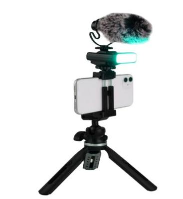 China Portable Digital Camera Broadcast Equipment Vlog Device Stabilizer Phone Mount with LED Light and Microphone for sale