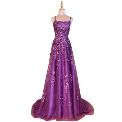 China Breathable Purple A Line Sexy Prom Dresses Serene Hill LA70506 Lace Up Girls Graduation Party Sleeveless Ball Gowns Wholesale for sale