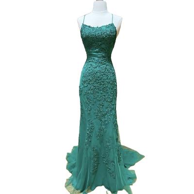 China Sexy Spaghetti Strap Breathable Green Mermaid Evening Dresses Serene Hill LA71162 Lace Up Elegant Graduation Party Wear Gowns For Girls for sale