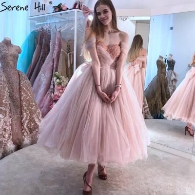 China Serene Hill New Arrivals Breathable 2021 Simple Sleeveless Ankle Length Prom Dresses Sweetheart Pink Evening Dresses With Beading LA70702 for sale