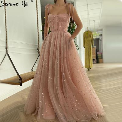 China Breathable Serene Hill Chinese Manufacturers Lace A Line Sexy Lady Prom Dresses Lace Sparkle Spaghetti Strap Women Party Wear Dresses LA70866 for sale