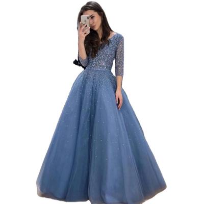 China Breathable Blue Bandage V-neck A Line Evening Dresses Long Serene Hill LA70481 Multi Color Lace Up Party Ball Gowns for sale