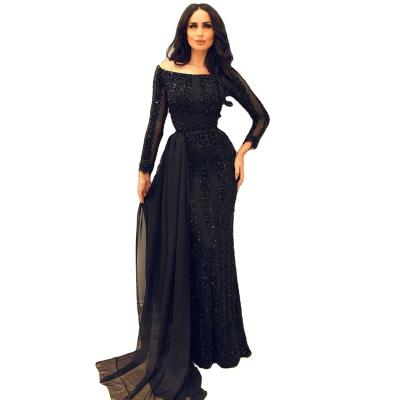 China Serene Hill LA6009 Bateau Neck Women Formal Dresses Long Sleeves Breathable Black Mermaid Even Formal Dresses 2020 for sale