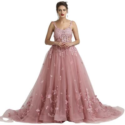 China Breathable Lace Appliques Pink Backless Sexy Evening Dresses Serene Hill HA2161 A Line Party Ball Gowns For Women for sale