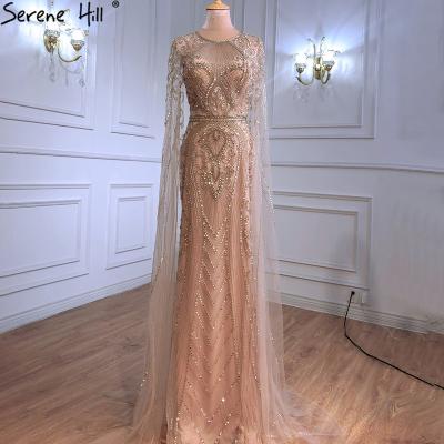 China Breathable Gold Beaded Cap Sleeves Mermaid Dresses 2022 Serene Hill LA70970 Elegant Party Evening Dresses For Women for sale