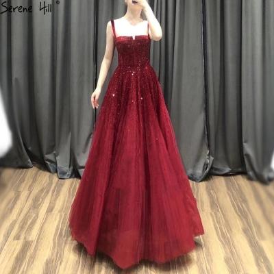 China Breathable Serene Hill Red A Line Strapless Beading Long Prom Dresses Sexy Evening Lace Up Graduation Party Dresses For Women LA70600 for sale