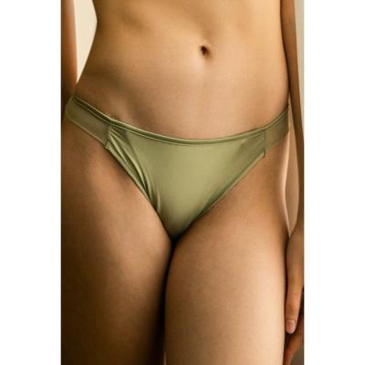 China 2022 Hot Sale Women's Breathable Panties Mature Sexy Green Satin Smooth Underwear for sale