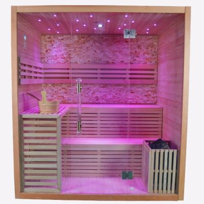 China Computer Control Panel Led Traditional Sauna Light Luxury Traditional Outdoor Room Wood Color Steam Sauna for sale