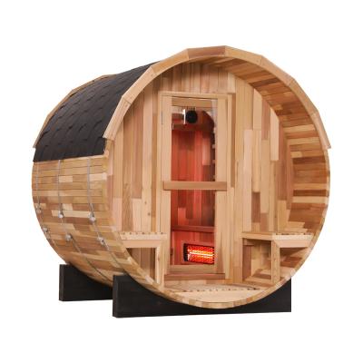 China Computer Control Panel New Design Family Use Red Canada Cedar Wood Outdoor Finnish Barrel Sauna For Sale for sale