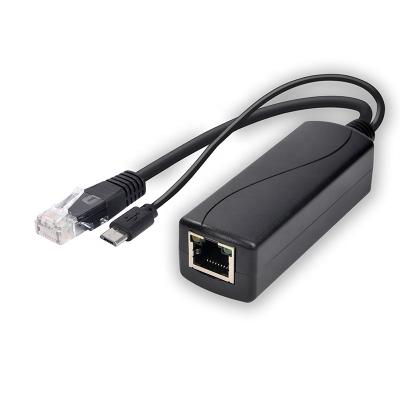 China Type-C Gigabit 5V 2.4A Active PoE Splitter PoE to USB-C Adapter Compliant for Type-C USB Poe Raspberry Pi 4 Google WiFi Security Cameras Splitter for sale