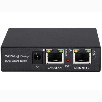 China VLAN Support One Pair Slan Network Ethernet Switch Extra 500/1000 Meter 1 Port 10/100M Rj 45 Input 1 Port 10/100M Rj 45 Output for sale