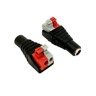 China LED Strip Push Button Style DC Power Jack Plug Adapter Connector 12V Male Female DC Power Connector 2.1 X 5.5MM For CCTV Camera/Led Strip for sale