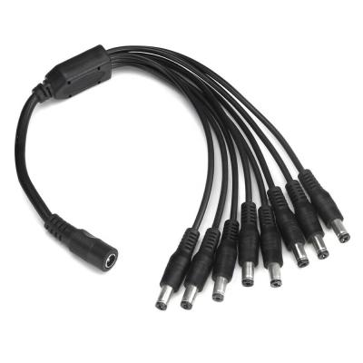 China Spotlight DC 1 Female To Male 8 Way CCTV Security Camera Power Supply Adapter Cable for sale