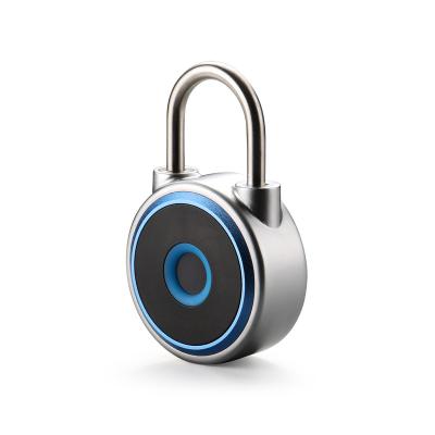 China Aluminum Alloy Circular fingerprint padlock mobile APP applet to unlock BT smart electronic lock USB charging for luggage,door,locker for sale