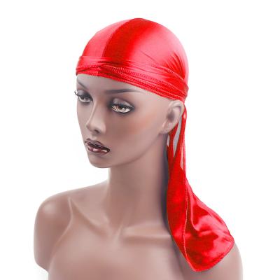 China Wholesale Custom Designer Fashion Printing Polyester Satin Red Durag for sale