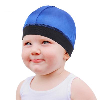 China New Polyester Children's Dome Wave Hat Solid Color Silky Hair Cover Hood for Boy Headwear Soft Elastic Band Solid Color Night Sleep for sale