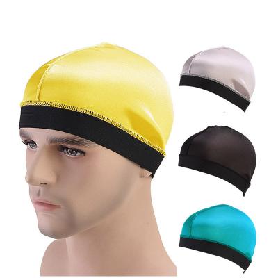 China Silky Wide Wave Stretchy Polyester Satin Band Dome Cap Wig Cap For Men for sale