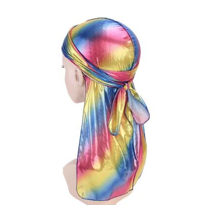 China Wholesale Custom Laser Silk Bandanas Silk Bandanas Durags Glitter Colorful Men Women Men Turban Bandanas for sale