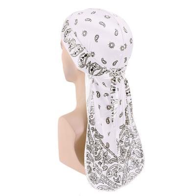 China Decoration Printing Silk Durag With Customized Logo Environmental Protection Head Wrap For Fashion Paisley Bandana Soft Durag for sale