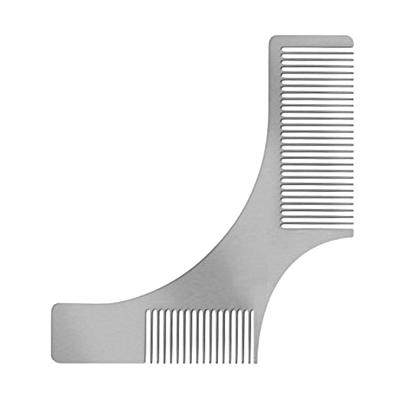 China Custom Logo Men Trimming Mustache Fashion Stainless Steel Beard Comb 7.4*7.3cm for sale