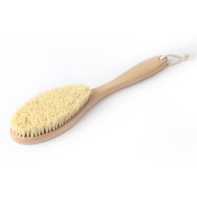 China All Natural Sisal Agave Vegan Custom Wooden Shower Bath Brush Long Handle Massage Dry Body Brush for sale