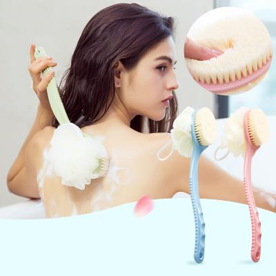 China Hot Selling Long Handle Brush PP Long Handle Rubbing Material Tool 2 Back In 1 Light Bath Body Brush For Adults And Kids for sale