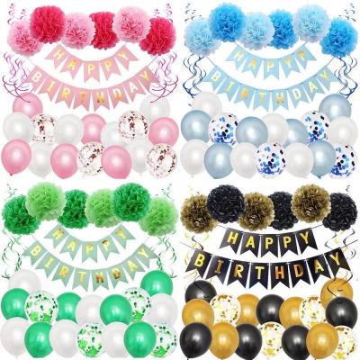 China Instant Party Home Supplier Customize Happy Birth Day Blow Banner Letter Confetti Latex Balloon Garland Sets for sale