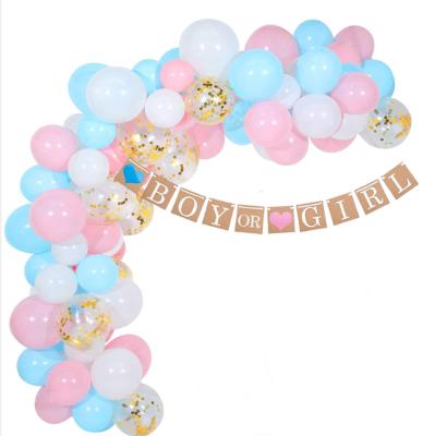 China Non-Toxic Pink Blue Air Latex Confetti Balloon Arch Kit Boy Or Girl Bunting Garland For Gender Reveal Baby Shower Decoration Set for sale