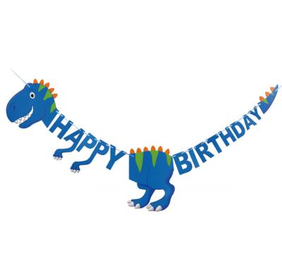 China Jurassic Park T-Rex Raptor Jungle Dinosaur Theme Backdrop Green Happy Birthday Garland Banner Dinosaur Party Supplies Non-Toxic Decoration for sale