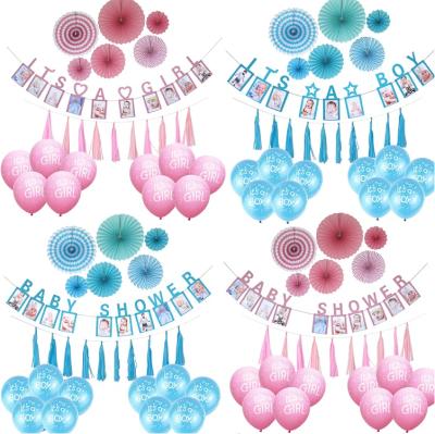 China Hot Sale Flashing Pink Blue It's A Boy Its A Girl Fan Banner Balloons Paper Party Gender Reveal Decoration View Photo Props for sale