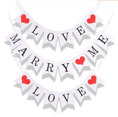 China Outdoor bursting flag paper banner printing custom made valentine letter foil balloons I love you banner for sale