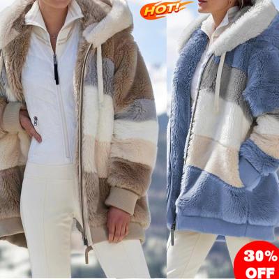 China 2021 Breathable S-5XL Plus Size Plus Size Plush Patchwork Zipper Warm Tops Overoat Shape Warm Clothes for sale