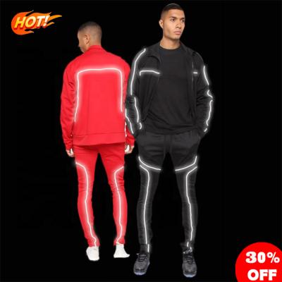 China Custom Made Logo Men's Sportswear 2021 Suit Mens Tracksuits Clothing Tracksuit Men's Reflective Sets Viable for sale