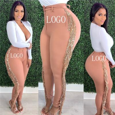 China hot sale Anti-wrinkle ready for shipping women fashion pants lady fashionable tassel pants solid pants for women 2020 for sale